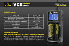 Xtar VC2 Battery Charger - Accessories - Mister Vapor