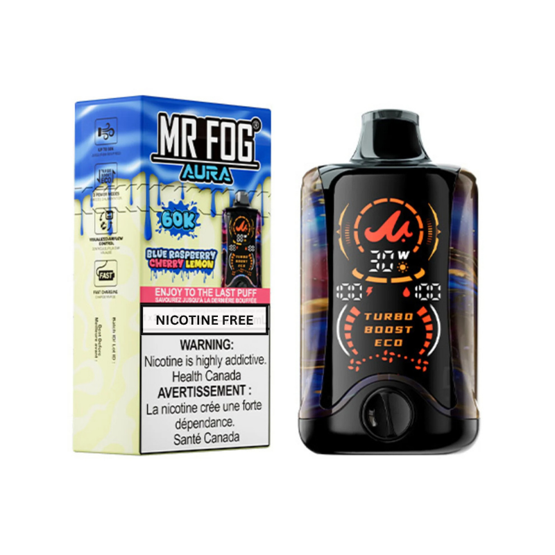Mr Fog Aura 60K Disposable Vape Nicotine Free - Blue Raspberry Cherry Lemon