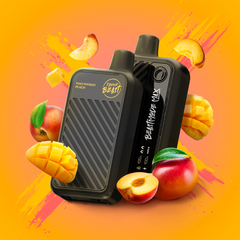 MAD MANGO PEACH FLAVOUR BEAST BEAST MODE MAX - 18,000 PUFFS 20mL e-liquid, 850mAh rechargeable battery, Battery and E-liquid Display 3 Modes: Standard (18K), Beast (15K), MAX (12K)