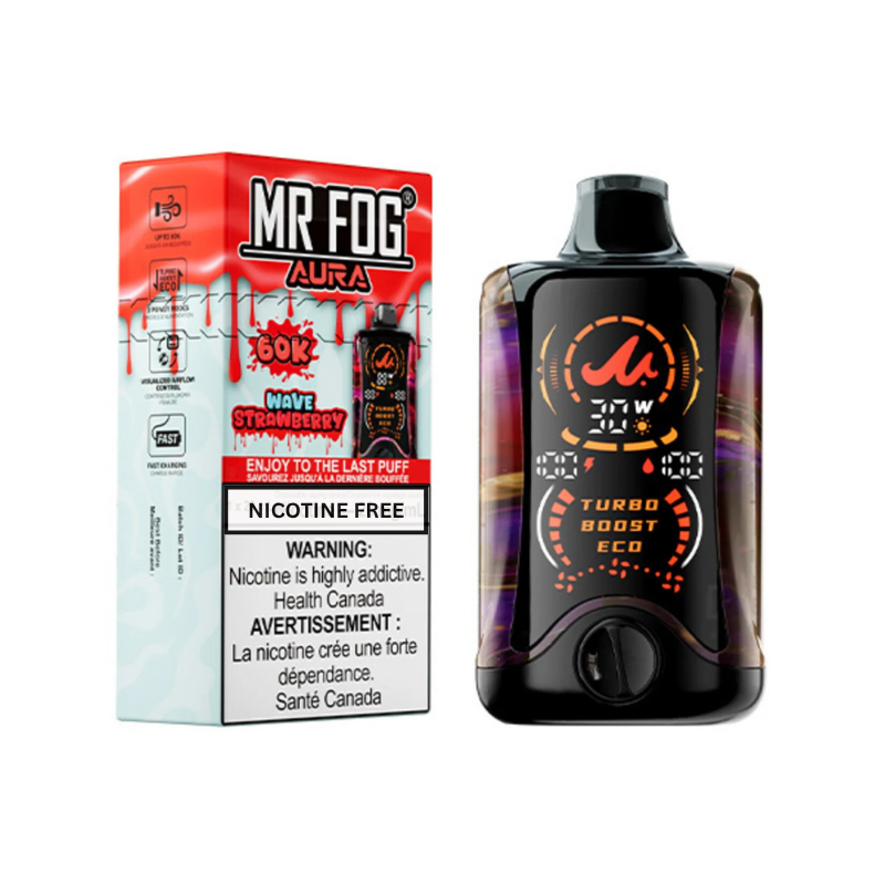 Mr Fog Aura 60K Disposable Vape Nicotine Free - Wave Strawberry