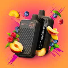 PACKIN' PEACH BERRY FLAVOUR BEAST BEAST MODE MAX - 18,000 PUFFS 20mL e-liquid, 850mAh rechargeable battery, Battery and E-liquid Display 3 Modes: Standard (18K), Beast (15K), MAX (12K)
