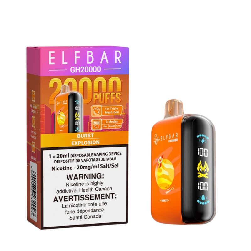 BURST ELF BAR GK20k DISPOSABLE VAPE An explosion of mixed fruits, offering a refreshing and exhilarating taste sensation with every puff. Explore Elf Bar ground breaking new product, the Elf Bar GH20k.