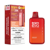 Mango Peach Watermelon Drip'n EVO 28k Disposable Vape A tantalizing blend of juicy mango, sweet peach, and refreshing watermelon that dances on your taste buds with every puff.