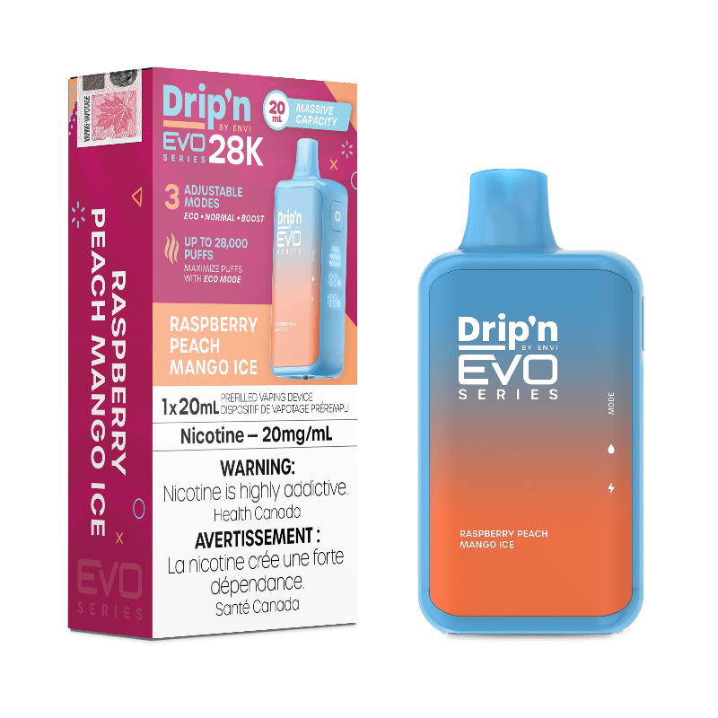 Drip'n EVO 28K Raspberry Peach Mango Ice Disposable Vape - DISPOSABLE - Mister Vapor