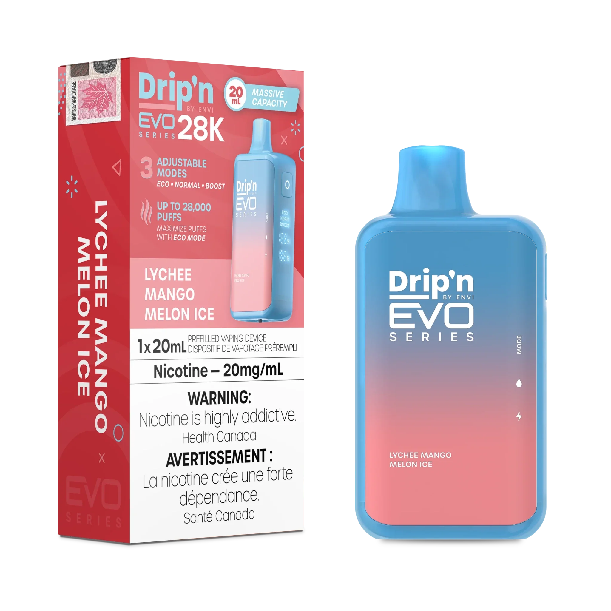 Drip'n EVO 28K Lychee Mango Melon Ice Disposable Vape - DISPOSABLE - Mister Vapor