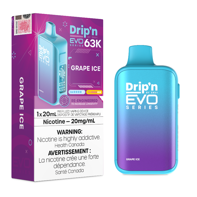 Envi Drip'n Evo 63K Disposable Vape - Grape Ice