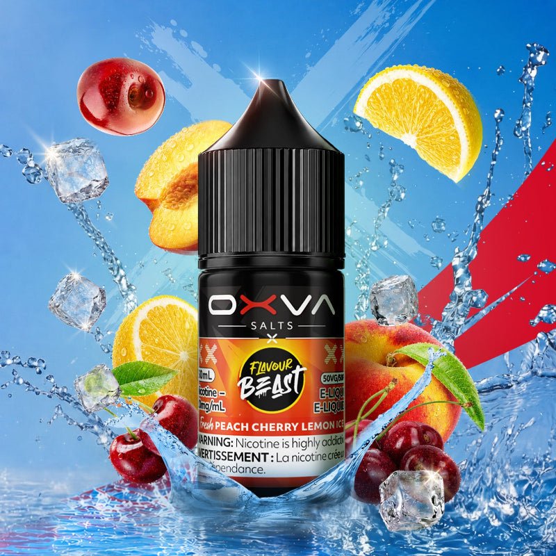 Flavour Beast x Oxva Nicotine Salts E-liquid - Fresh Peach Cherry Lemon Ice - E-Liquid - Mister Vapor