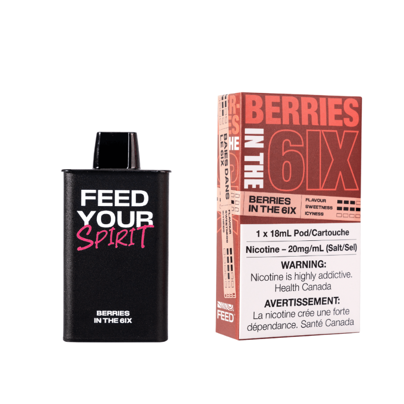 GET NOW ! BERRIES IN THE 6IX FEED POD (9000 PUFFs) Mixed Berries vape juice typically offers a delightful blend of various ripe and juicy berries. Meet the brand-new FEED disposable pod system β blending the convenience of disposables with the sophistication of closed pods, but with an extra dose of style!