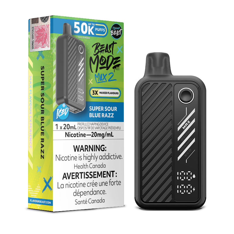 Beast Mode Max 2 50K Super Sour Blue Razz By Flavour Beast Disposable Vape