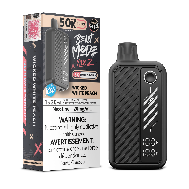 Beast Mode Max 2 50K Wicked White Peach By Flavour Beast Disposable Vape