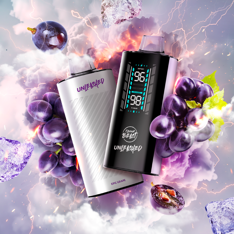 GET FLAVOUR BEAST UNLEASHED DCP 20k EPIC GRAPE ICED DISPOSABLE VAPE BEST CHEAP VAPE DEALS