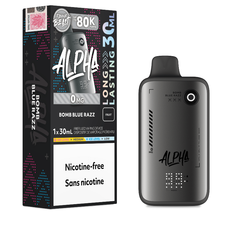 Flavour Beast Alpha 80K Disposable Vape Nicotine Free - Bomb Blue Razz, 30mL - DISPOSABLE - Mister Vapor