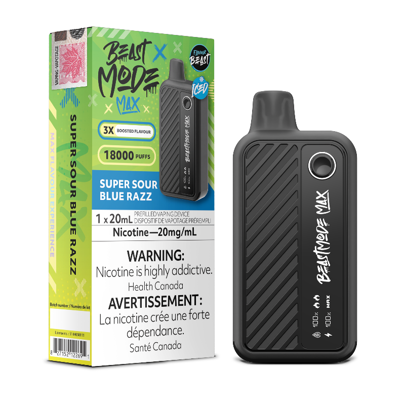 SELLING BEAST MODE MAX 18K SUPER BLUE RAZZ DISPOSABLE VAPE AT MISTER VAPOR CANADA
