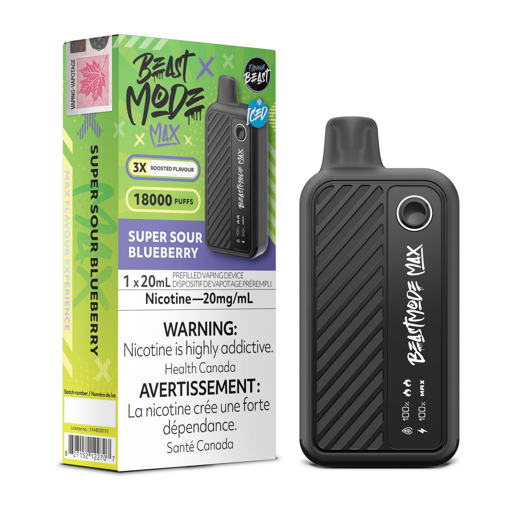 Beast Mode Max 18K Super S.Blueberry Iced Disposable Vape - DISPOSABLE - Mister Vapor