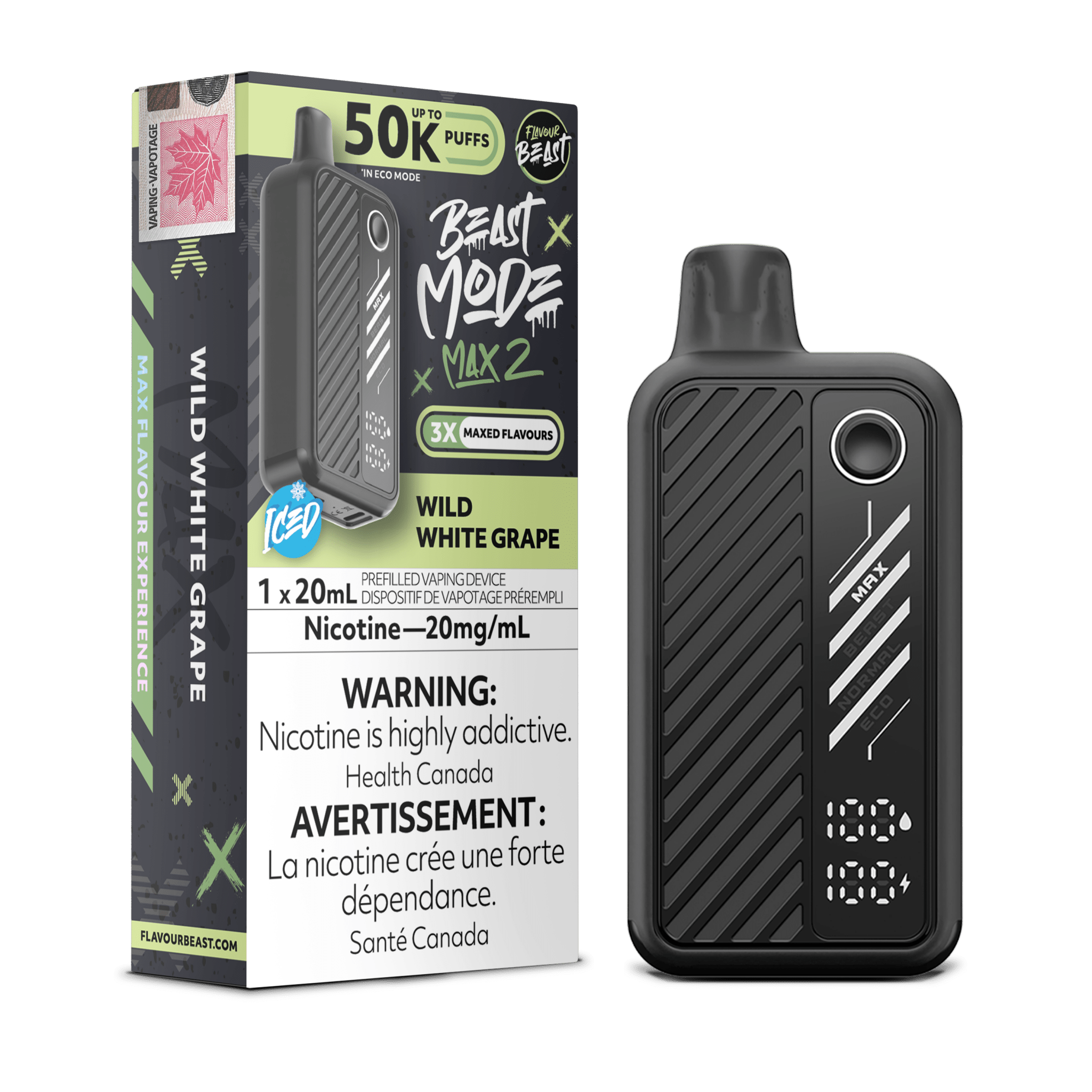Beast Mode Max 2 50K Wild White Grape Iced By Flavour Beast - DISPOSABLE - Mister Vapor