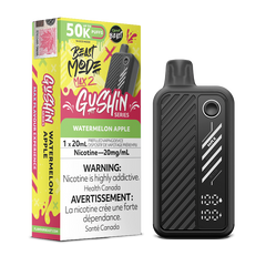 Experience Gushin Series Watermelon Apple with 4 vape modes, 20ml e-liquid, 50K puffs, and a sleek UI display in the Beast Mode Max 2 by Flavour Beast.