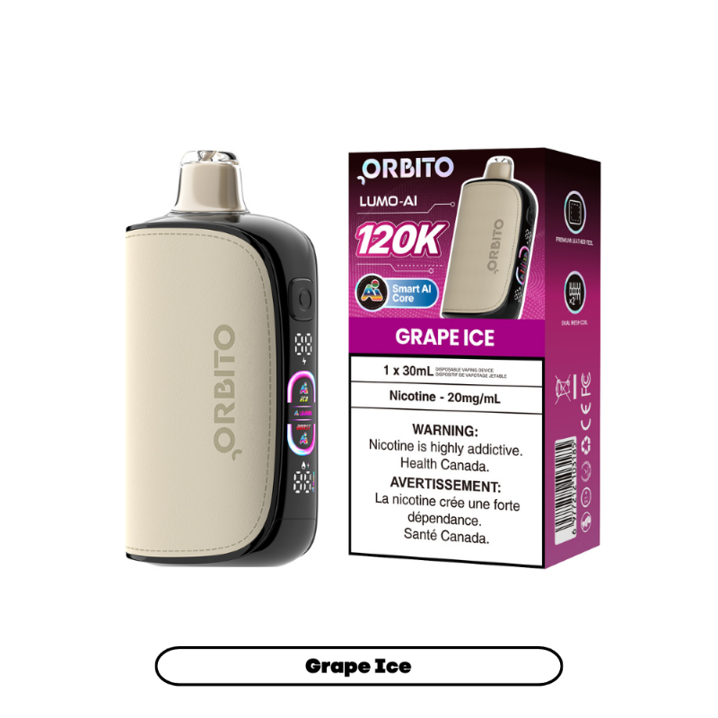 Orbito Lumo Ai Disposable Vape - Grape Ice, 120k Puffs
