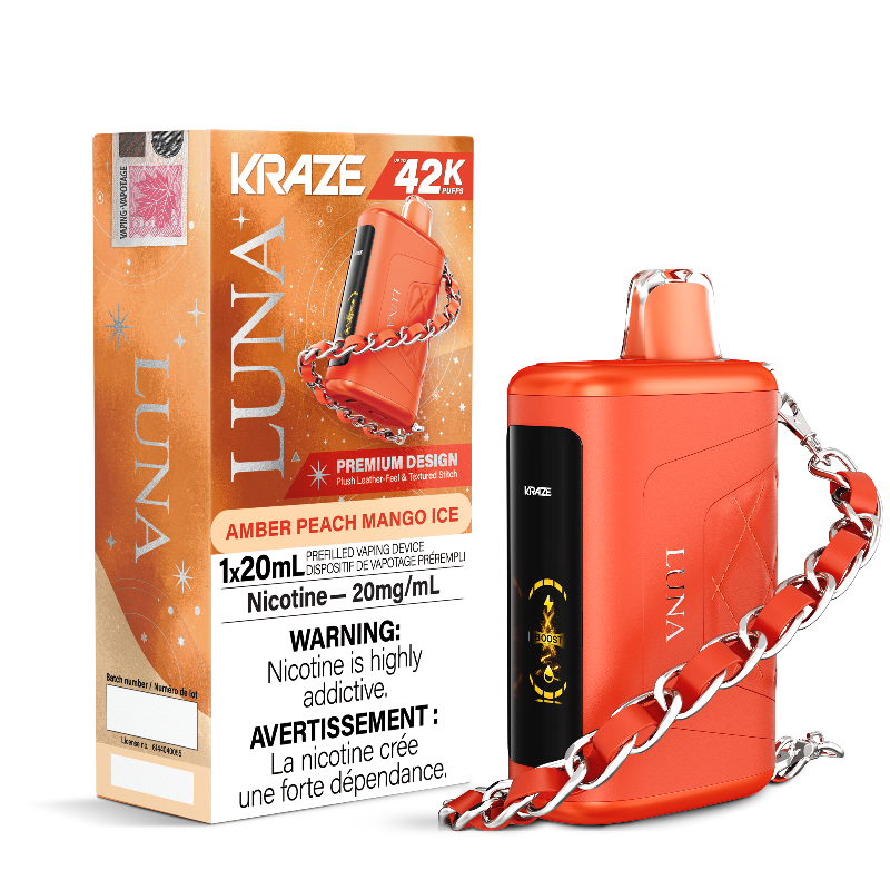Kraze Luna 42K Amber Peach Mango Ice Disposable Vape