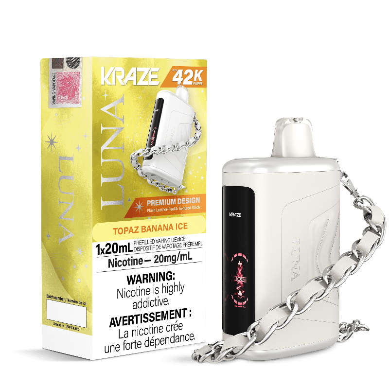 Kraze Luna 42K Topaz Banana Ice Disposable Vape - DISPOSABLE - Mister Vapor