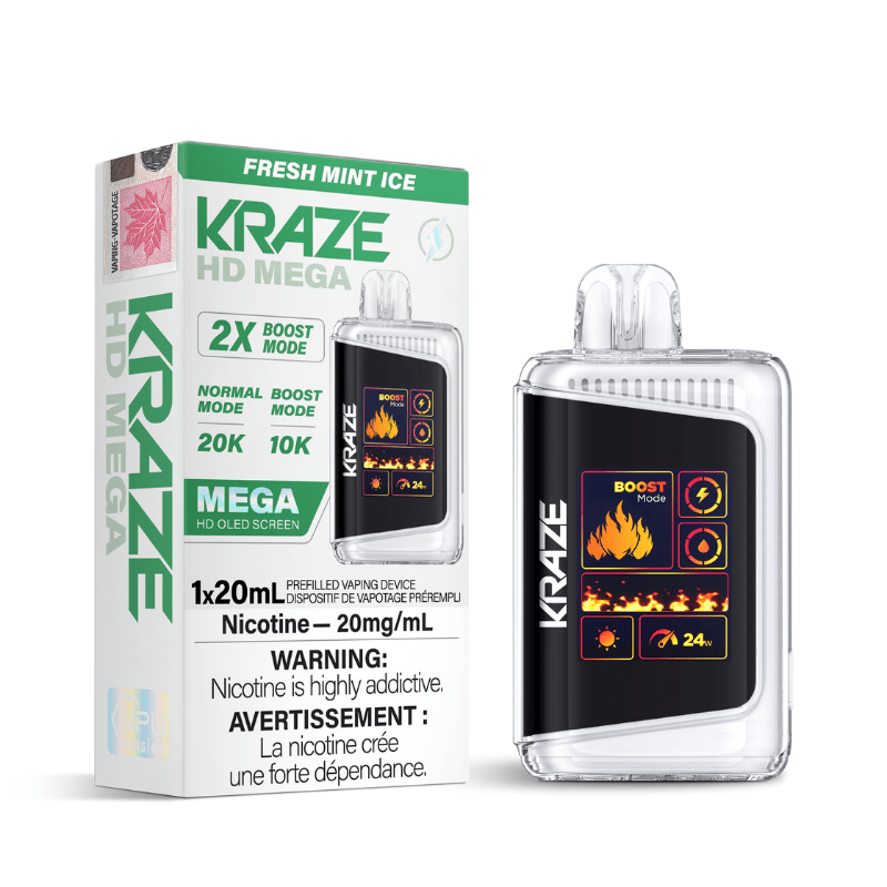 Kraze HD Mega Fresh Mint Ice (20K Puffs) Disposable Vape - DISPOSABLE - Mister Vapor