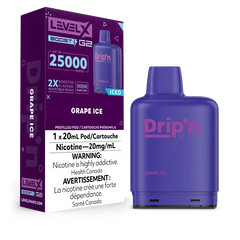 Discover intense grape flavour with a cool icy finish in LEVEL X G2 Grape Ice Boost Drip'n Pods. Get up to 25,000 puffs, 2x boosted flavour modes, and Eco Mode for the ultimate vaping experience. Compatible with Level X G2 batteries.