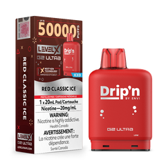 Enjoy bold flavour and 50k puffs with Red Classic Ice Pod by Drip'n Level X Ultra G2. 20mL, dual mesh coil, adjustable airflow, and smooth hits