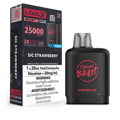 SIC STRAWBERRY ICED LEVEL X BOOST PODS Experience the impeccably balanced fusion of strawberry and ice in every puff. That ice on the exhale makes this the perfect blend. Everyone at Mister Vapor loves this flavour!