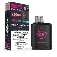 BUY LEVEL X DREAMY DRAGONFRUIT LYCHEE ICED BOOST FLAVOUR BEAST PODS G2 25K PUFFS ADJUSTABLE MODES PREFILLED