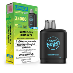 BUY LEVEL X SUPER SOUR BLUE RAZZ ICED BOOST FLAVOUR BEAST PREFILLED VAPE PODS CHEAP