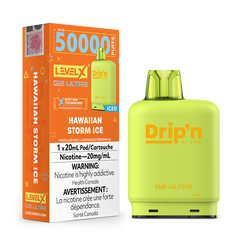 Enjoy bold flavour and 50k puffs with Hawaiian Storm Ice Pod by Drip'n Level X Ultra G2. 20mL, dual mesh coil, adjustable airflow, and smooth hits