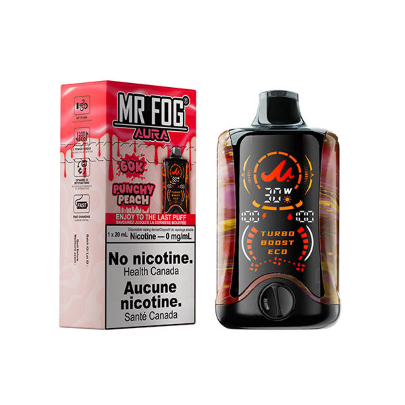 Mr Fog Aura 60K Punchy Peach Nicotine-Free Disposable Vape