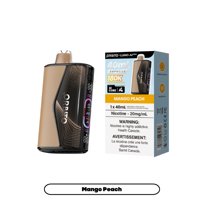 Orbito Lumo Ai PRO+ Disposable Vape - Mango Peach, 180k Puffs