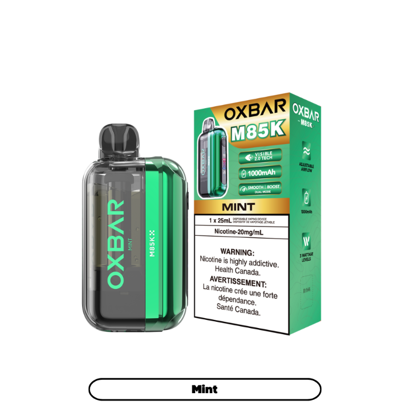 Shop the Oxbar M85K 25mL disposable vape. Huge puff count, Visible 2.0 chamber, 1000mAh battery, adjustable airflow & screen display. Order now!