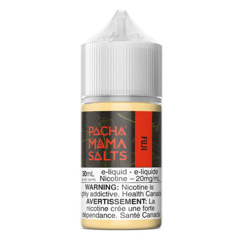 Pachamama SALTS' Fuji blend infuses succulent Fuji apples with notes of fragrant strawberries and ripe nectarines for an unforgettable vaping experience. NOT intended for use in Sub-Ohm Tank systems. SALT NICS are intended for small form factor, fillable pod systems. Ensure your customers are properly informed as Nicotine Salt E-Liquid contain significantly higher levels of nicotine per