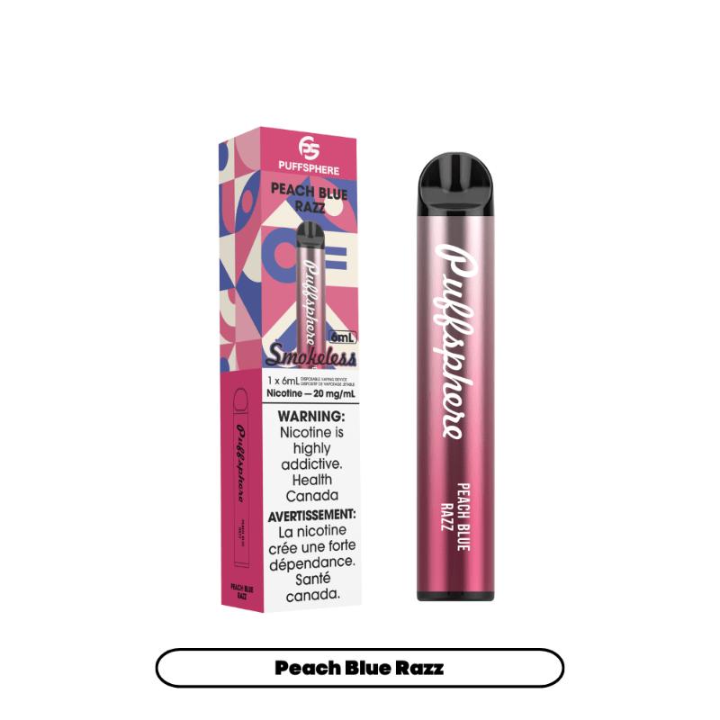 Puffsphere Peach Blue Razz Smokeless Vape - DISPOSABLE - Mister Vapor