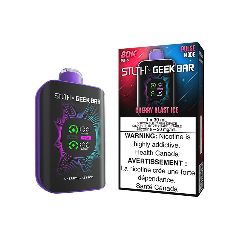 Cherry Blast Ice STLTH X GEEKBAR 80K Disposable, 30mL, 80,000 puffs, Type-C charging, airflow control & screen indicators for lasting satisfaction.