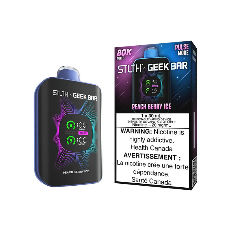 STLTH X GEEKBAR Peach Berry Ice 80K Disposable Vape, 30mL
