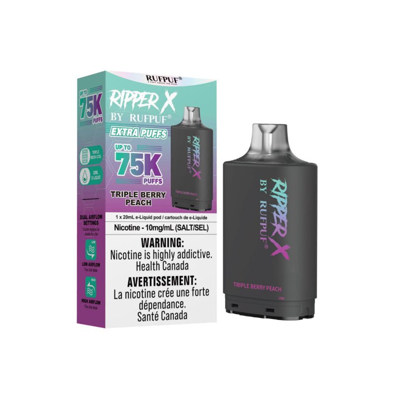 Ripper X 10mg Pods - Triple Berry Peach, 75k Puffs - PODS - Mister Vapor