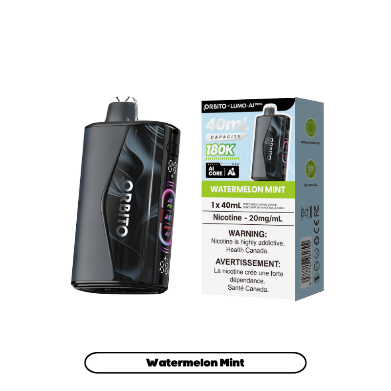 Orbito Lumo Ai PRO+ Disposable Vape - Watermelon Mint, 180k Puffs
