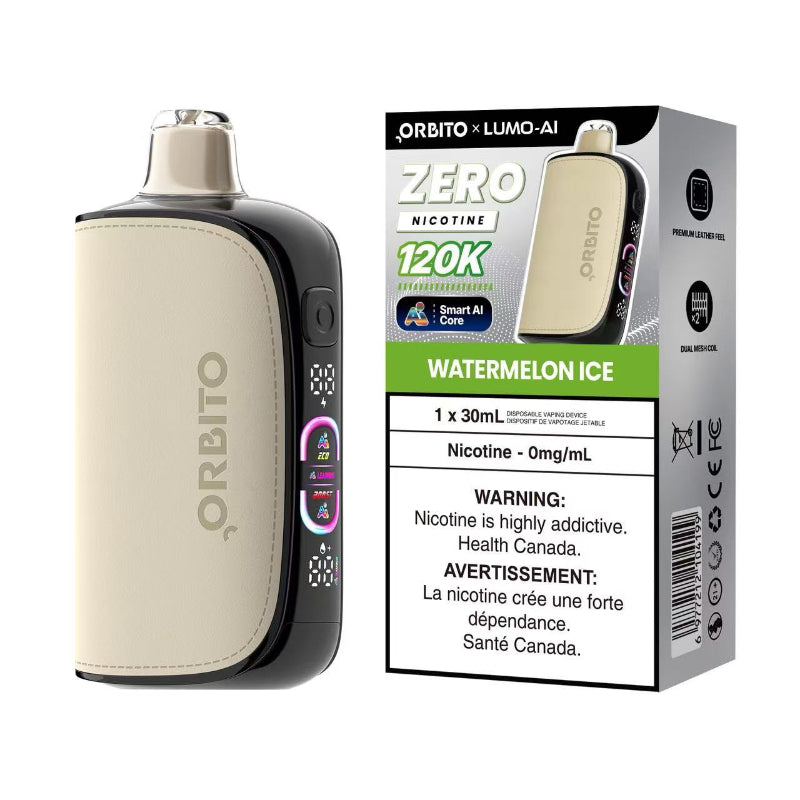 Orbito Lumo Ai Nicotine Free Disposable Vape - Watermelon Ice, 120k Puffs