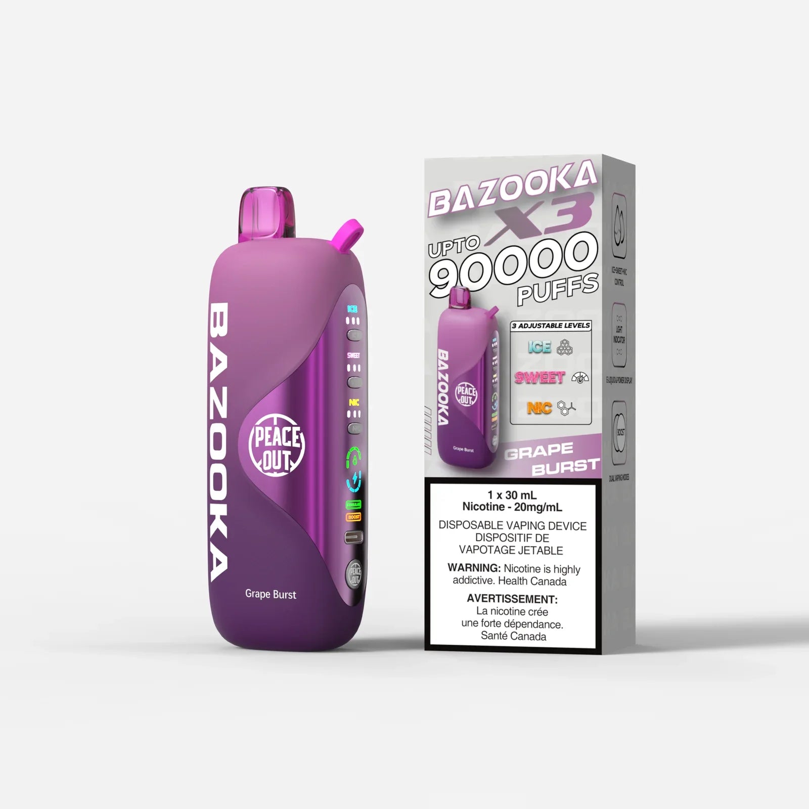Bazooka 90K Grape Burst Disposable Vape - DISPOSABLE - Mister Vapor