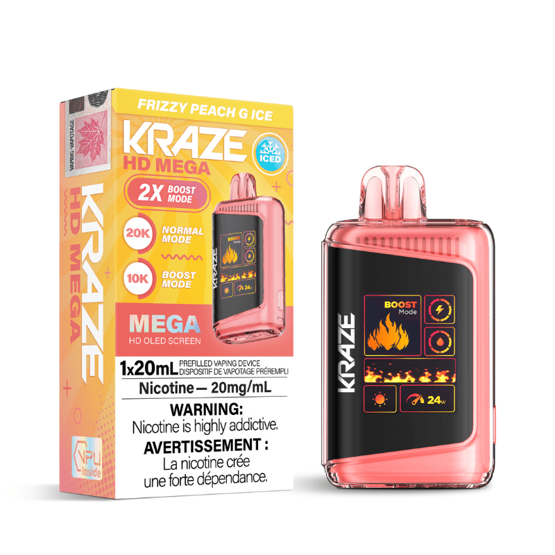 Kraze HD Mega Fizzy Peach G Ice (20K Puffs) Disposable Vape - DISPOSABLE - Mister Vapor