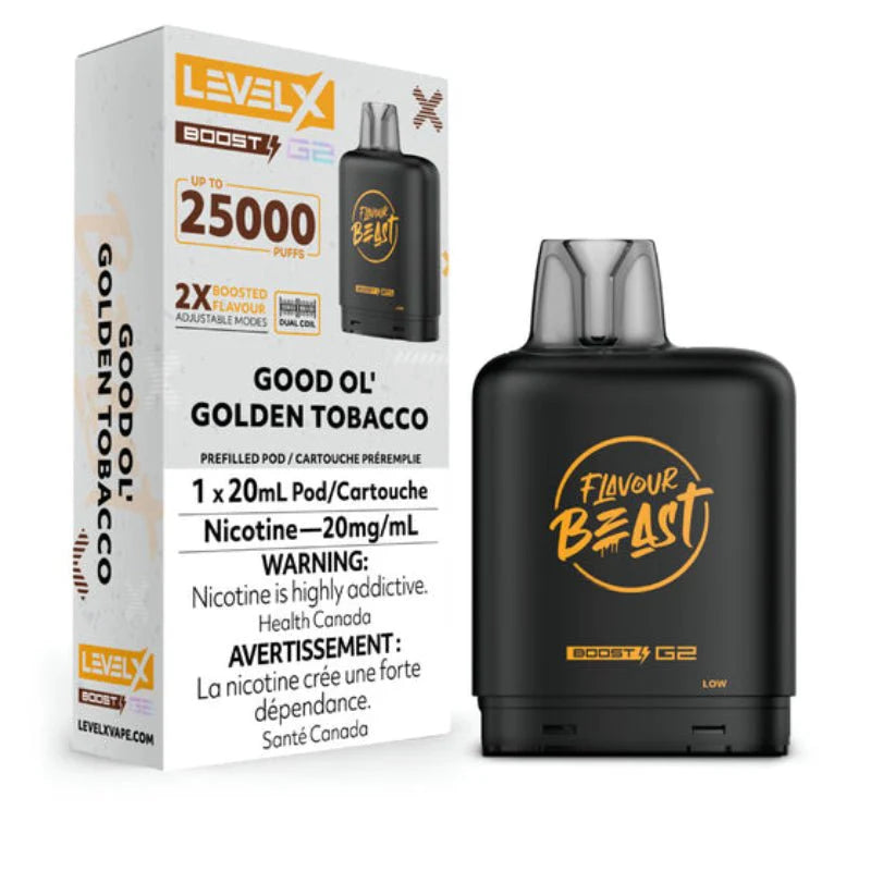 Level X G2 Boost Flavour Beast Pods - Good Ol' Golden Tobacco, 25k Puffs - Pods - Mister Vapor