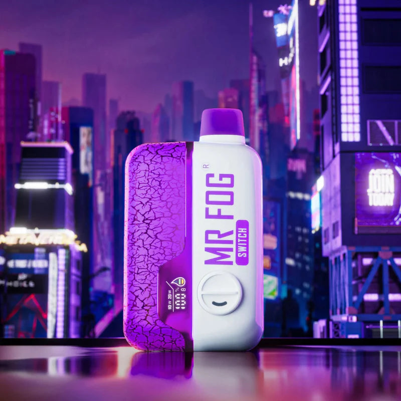 Nicotine Free Mr Fog Switch SW15000 Grape ice disposable vape! Adjustable Wattage and airflow ,power mode, Dual Mesh Coil, 15K puffs.
