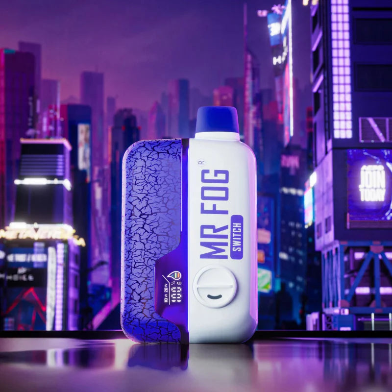 Nicotine Free Mr Fog Switch SW15000 Cherry Blueberry ice disposable vape! Adjustable Wattage and airflow ,power mode, Dual Mesh Coil, 15K puffs.