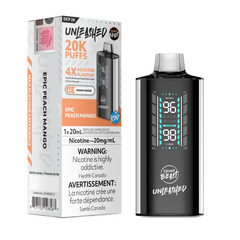 Epic Peach Mango Iced Flavour Beast DCP 20K Disposable Vape Juicy peach blended with subtle hints of mango creates a tropical burst of rich flavor. 20,000 puffs, 20mL, three Power Modes: Standard, Boost, Unleashed.