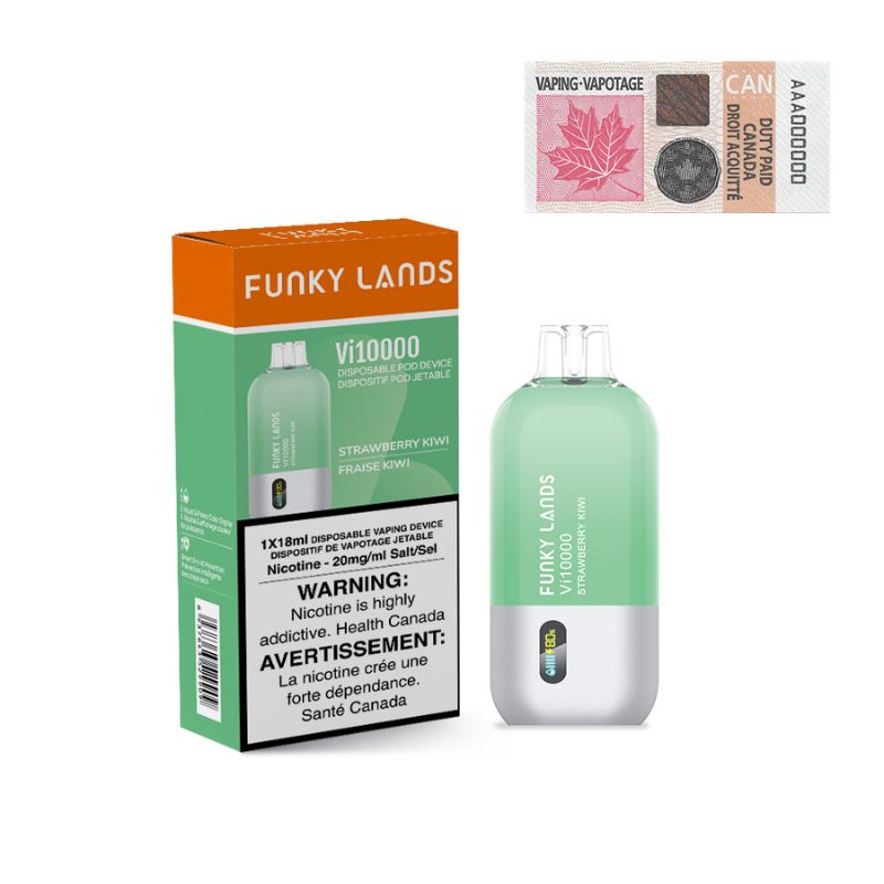 BUY NOW FUNKY LANDS STRAWBERRY KIWI DISPOSABLE VAPE (10000 PUFFS) MISTER VAPOR QUEBEC CANADA