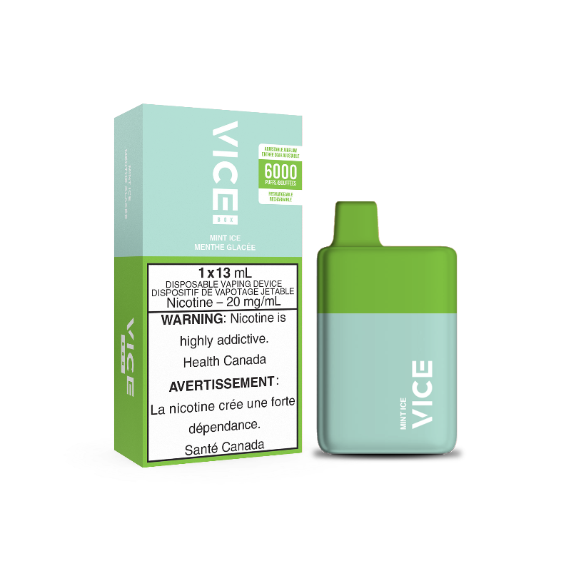 5 BUY AND GET 6TH FREE VICE BOX MINT ICE DISPOSABLE MISTER VAPOR CANADA    Same-day delivery within the zone and express shipping GTA, Scarborough, Brampton, Etobicoke, Mississauga, Markham, Richmond Hill, Ottawa, Montreal, Nova Scotia, PEI, Vancouver,  Vaughan, Toronto, York, North York, London, Kingston, Burlington, Hamilton, Quebec City, Halifax, St. John's, Fredericton, Ontario, Laval, Levis, Brossard, Sudbury, Trois-Rivieres,  Sherbrooke, Barrie, Orillia, Winnipeg, Alberta, B.C AND U.S.A