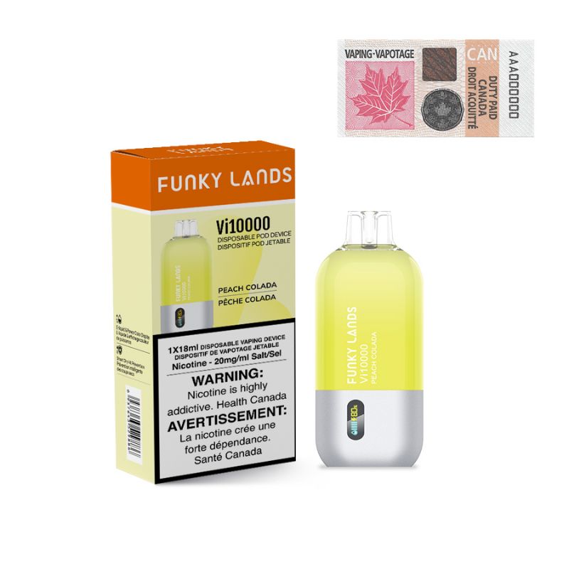 #1 VAPE SHOP NEAR ME FUNKY LANDS PEACH COLADA DISPOSABLE VAPE (10000 PUFFS) MISTER VAPOR CANADA