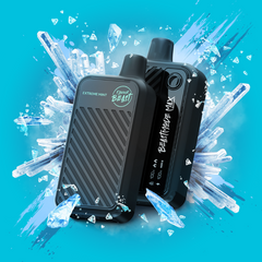 EXTREME MINT ICED FLAVOUR BEAST BEAST MODE MAX - 18,000 PUFFS 20mL e-liquid, 850mAh rechargeable battery, Battery and E-liquid Display  3 Modes: Standard (18K), Beast (15K), MAX (12K)